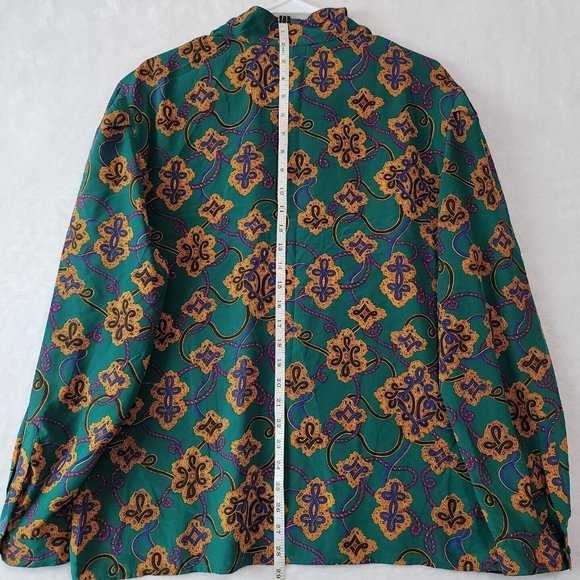 VTG Regina Porter Secretary Blouse Womens Size 14 Green Gold Knot Rope - Picture 9 of 15